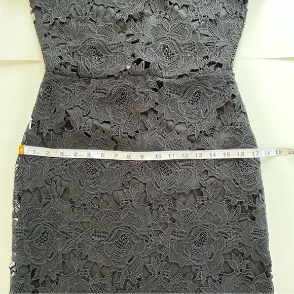 Just Me Black Crocheted Lace Cut Out Sheath Whimsy Classy Goth Dress SZ M - Picture 13 of 13